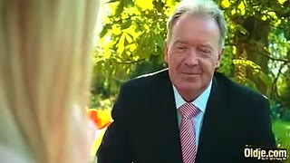 Young blonde fucking old man she swallows his cumshot