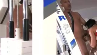 Sporty Step mom gets sandwiched. Pussy piercing