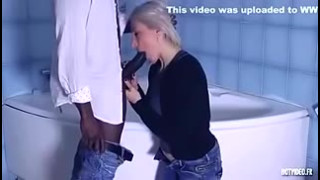 Emma Klein And Julie Holly - French Mature Blonde Has Interracial Anal Sex In Bathroom