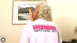 The 60 Plus Hairy Granny Maria Uses A Baseball Bat As A Dildo!