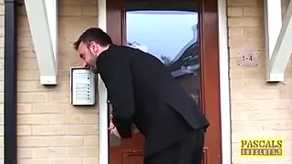 Mature British whore anally drilled hard before swallowing