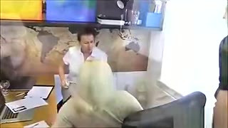 Mature ladies are having a wild threesome while at work.