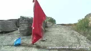 Mature couple having fun in nature