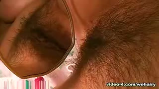 Hairy girl Leona Lee bounces her large breasts