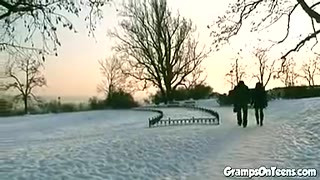 teen 18+ fucks old man cock in public