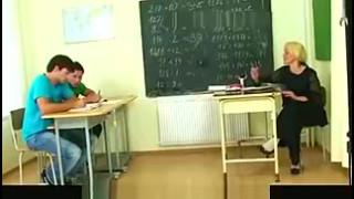 60 yo granny teacher is pounded by two boys