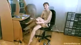 Trixie finishes work and strips naked to play - WeAreHairy