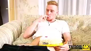 TUTOR4K. Tutor in stockings drilled hard by student 18+ who failed to pass exam