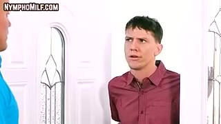 Big buxom mature gives boobjob and gets fucked by short guy