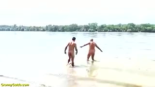 bbw Step mom loves stepson on public beach