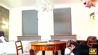 TUTOR4K. Teacher in stockings is penetrated very fast by student 18+ at home