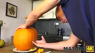 MATURE4K. Halloween pumpkin pie