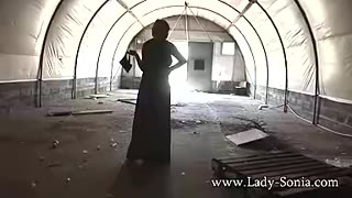 Mature Lady Sonia strips completely nude outdoors